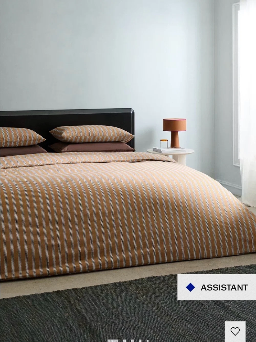 King Size Mango Striped Ochre and White Duvet Cover